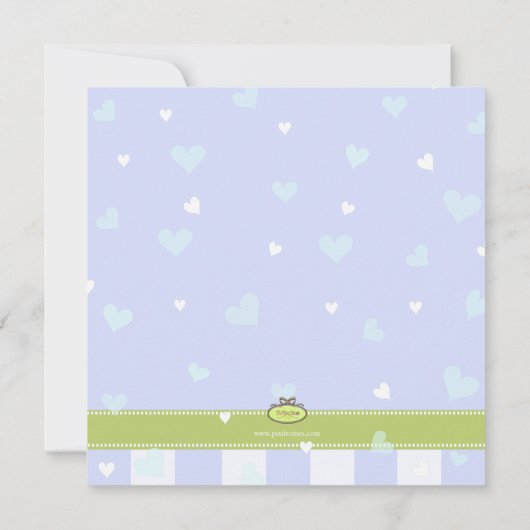 美しい青の小さなハートの赤ちゃんシャワー 招待状 (裏面)