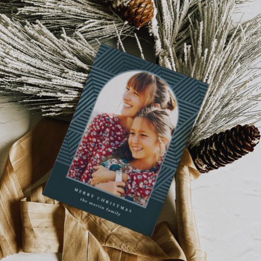 美しい青の幾何学的なパターン写真クリスマス シーズンカード