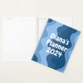 美しい青の曲線ストライプカラフルはっきりしたカスタム プランナー手帳 (ディスプレー)