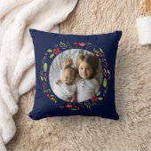 美しい青の植物写真のカスタムクリスマス クッション (ブランケット)