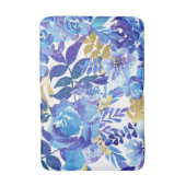 美しい青の水色のフローラバスマット バスマット (正面縦)