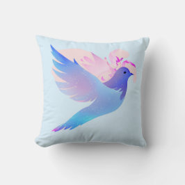 美しい青の水色の鳩 クッション