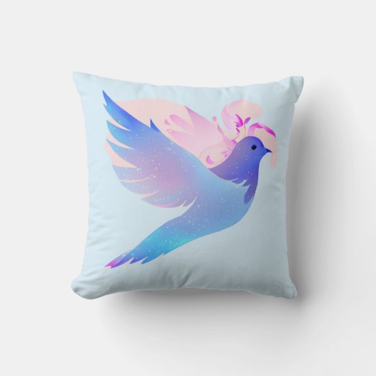 美しい青の水色の鳩 クッション (正面)