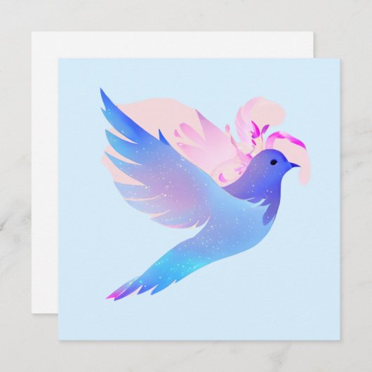 美しい青の水色の鳩 シーズンカード (正面/裏面)