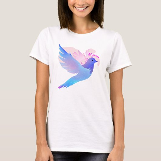 美しい青の水色の鳩 Tシャツ (正面)