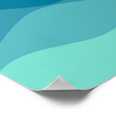 美しい青の波型パターン ポスター (角)