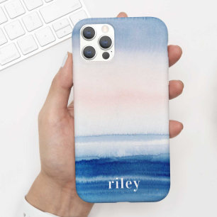 美しい青の海ビーチスカイウォーター色+名前 iPhone 11 ケース