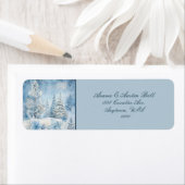 美しい青の白いクリスマスシーン木雪 ラベル (インサイチュ)