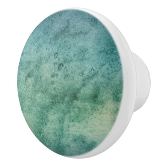 美しい青の緑のアクアウォーターカラータイ染料 セラミックノブ (右)