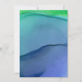 美しい青の緑の水彩洗結婚浄 招待状 (裏面)