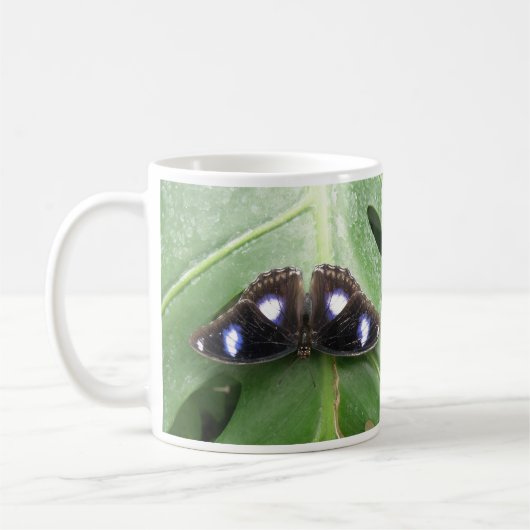 美しい青まだら蝶マグカップ コーヒーマグカップ (左)