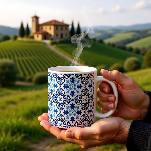 💙美しい青アズレホスIII小さなタイル コーヒーマグカップ