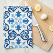 💙美しい青アズレホスIII キッチンタオル (四つ折り)