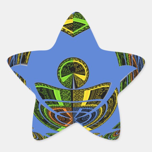 美しい青アフリカの伝統的民族ベクトル 星シール (正面)