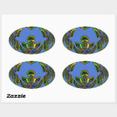 美しい青アフリカの伝統的民族ベクトル 楕円形シール (シート)