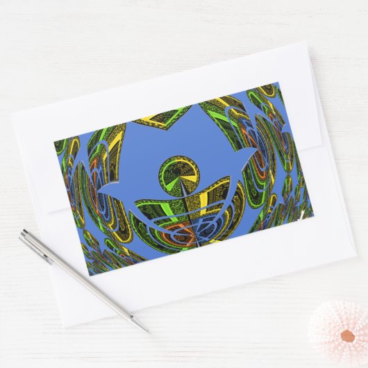 美しい青アフリカの伝統的民族ベクトル 長方形シール (封筒)