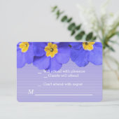 美しい青エレガントい庭の花rsvp結婚の 出欠カード (スタンド正面)