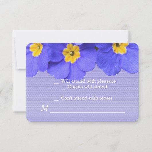 美しい青エレガントい庭の花rsvp結婚の 出欠カード (正面)
