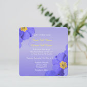 美しい青エレガントと黄色の花結婚の 招待状 (スタンド正面)