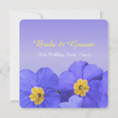 美しい青エレガントと黄色の花結婚の 招待状 (裏面)