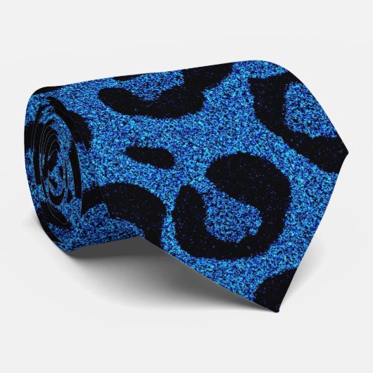 美しい青カッコいいヒョウの皮膚グリッター効果 ネクタイ (ロール)
