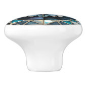 美しい青ティール(緑がかった色)オフホワイトインスパイアパール セラミックノブ (側面)