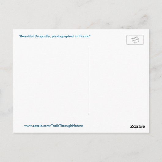 美しい青トンボはがき ポストカード (裏面)