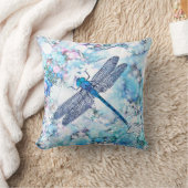 美しい青トンボ クッション (ブランケット)