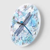美しい青トンボ ラージ壁時計 (傾斜)
