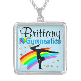 美しい青パーソナライズされた体操ネックレス シルバープレートネックレス