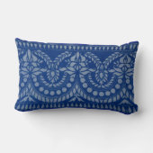 美しい青ビクトリアン色プリント ランバークッション (裏面)