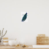 美しい青ピーコック自然鳥の尾羽 ポスター (キッチン)