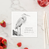 美しい青ヘロンの水鳥のスケッチ結婚ズ スタンダードカクテルナプキン (インサイチュ)