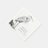 美しい青ヘロンの水鳥のスケッチ結婚ズ スタンダードカクテルナプキン (角)