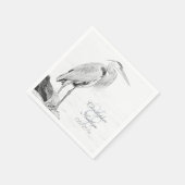 美しい青ヘロンの水鳥のスケッチ結婚ズ スタンダードカクテルナプキン (角)