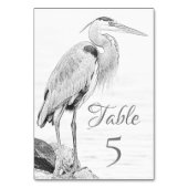 美しい青ヘロンの水鳥のスケッチ結婚ズ テーブルナンバー (裏面)