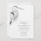 美しい青ヘロンの水鳥のスケッチ結婚ズ 招待状 (裏面)