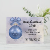 美しい青ボブルオーナメントシルクリボンカード (スタンド正面)