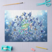 美しい青ポインセティアス&ウミガメのデコページ 薄葉紙 (クラフト)