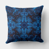 美しい青レースのよう塗り木フラクタル抽象芸術 クッション (裏面)