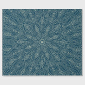 美しい青レースオーナメントメリー、christmasabst ラッピングペーパー (フラット)