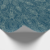 美しい青レースオーナメントメリー、christmasabst ラッピングペーパー (角)