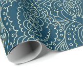 美しい青レースオーナメントメリー、christmasabst ラッピングペーパー (ロールコーナー)