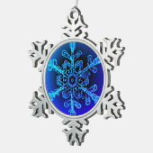 美しい青実在雪雪片フレームオーナメント スノーフレークピューターオーナメント (右)