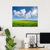 美しい青空と緑のフィールド ポスター (ホームオフィス)