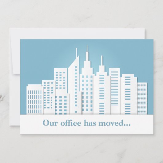 美しい青空の街並み ビジネス 事務所移転のお知らせ 案内状 (正面)