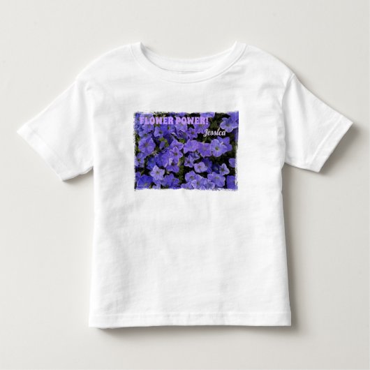 美しい青紫のペチュニアの花パワー トドラーTシャツ (正面)