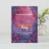 美しい青赤のアーチのハロウィンパーティー 招待状 (スタンド正面)