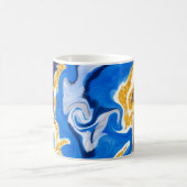 美しい青、金ゴールド、水のような白い渦巻き コーヒーマグカップ (中央)