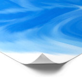 美しい青、金ゴールド、水のような白い渦巻き ポスター (角)